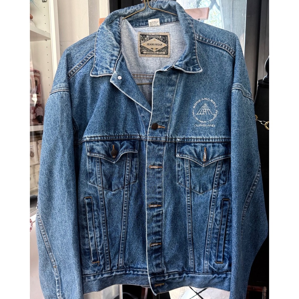 Vintage Rock & Roll Hall of Fame Cleveland Denim Jacket Embroidered Oversized